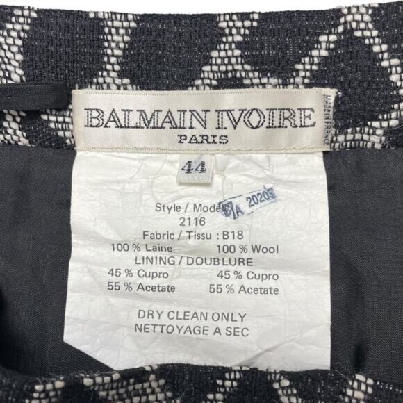 BALMAIN IVOIRE Paris Vintage Wool Pencil Skirt Sz 12 - Picture 7 of 8